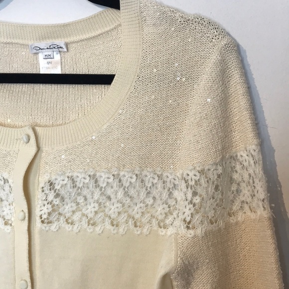 Oscar de la Renta wool silk blend sequins cardigan - Picture 4 of 13